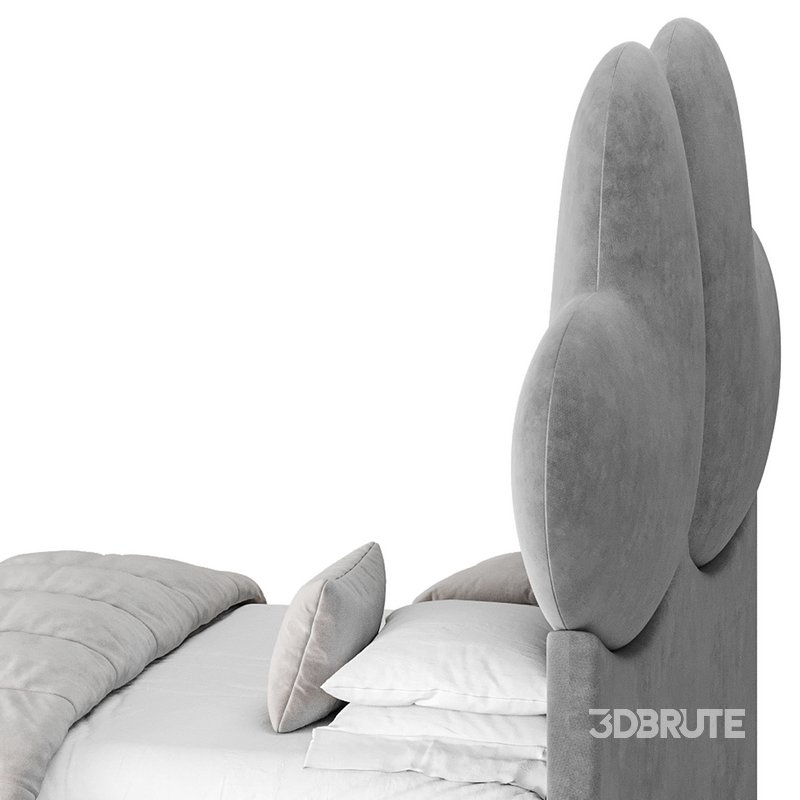 Elegant Blue Pine Wood Upholstered Panel Bed Image 10