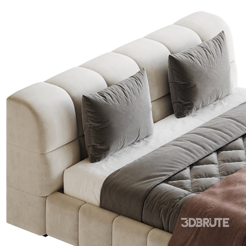 White Upholstered Wood Modern Headboard Bed Image 10