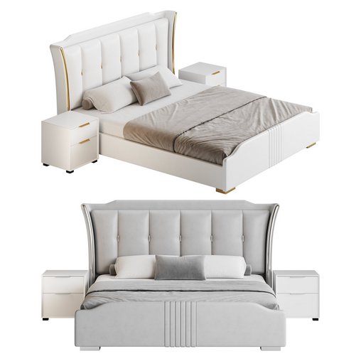 Wide Victorian Wingback Bed