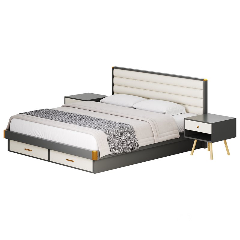 Grey Rectangular Headboard Standard Bed Image 11