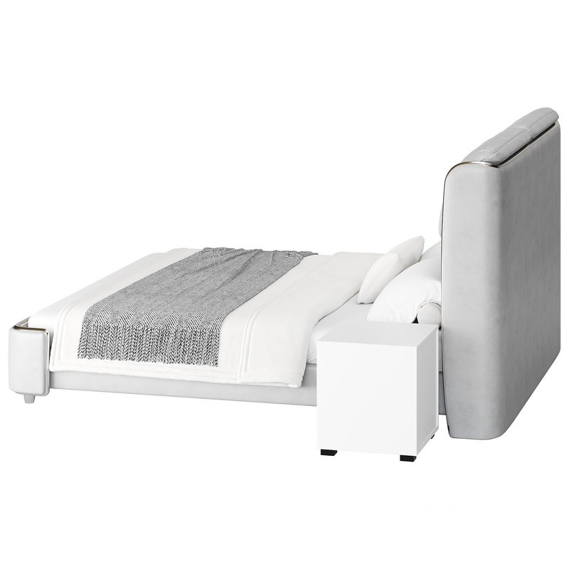 Elegant White Pine Wood Panel Bed Image 11