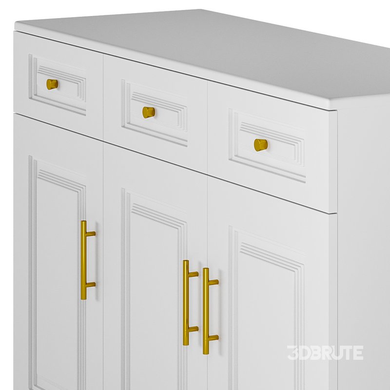 Sumptuous White Wood Sideboard Credenza with Drawers Image 11