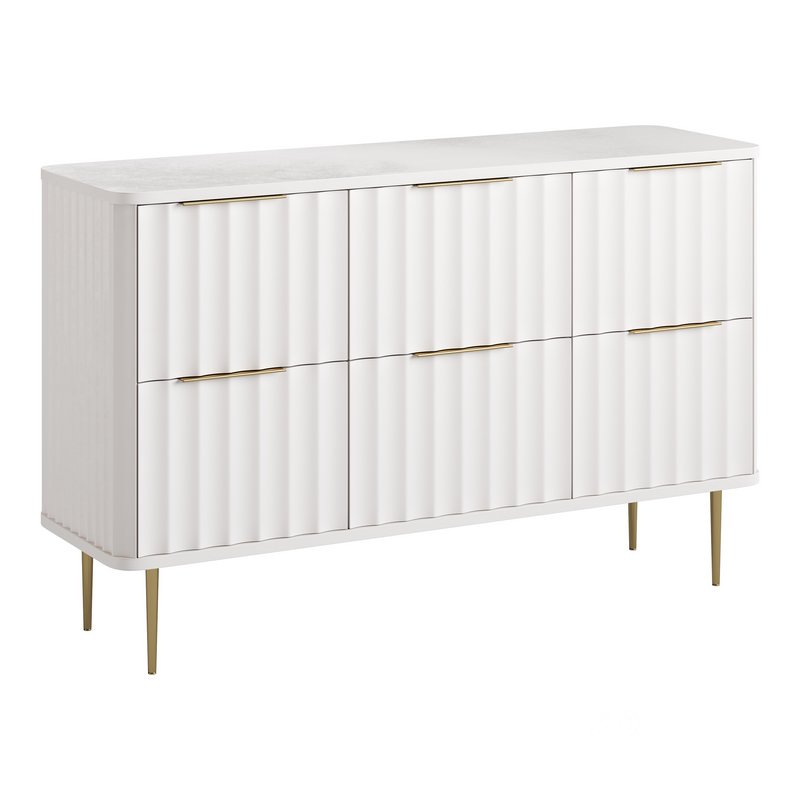 White Bedroom Dresser for Storage in Gold Image 12