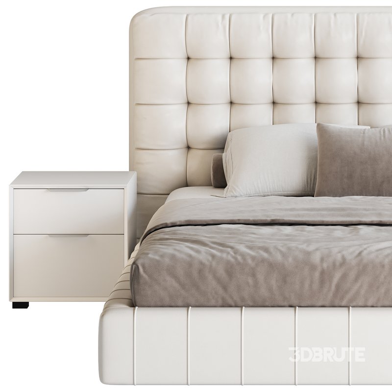 White Upholstered Panel Bed Image 11