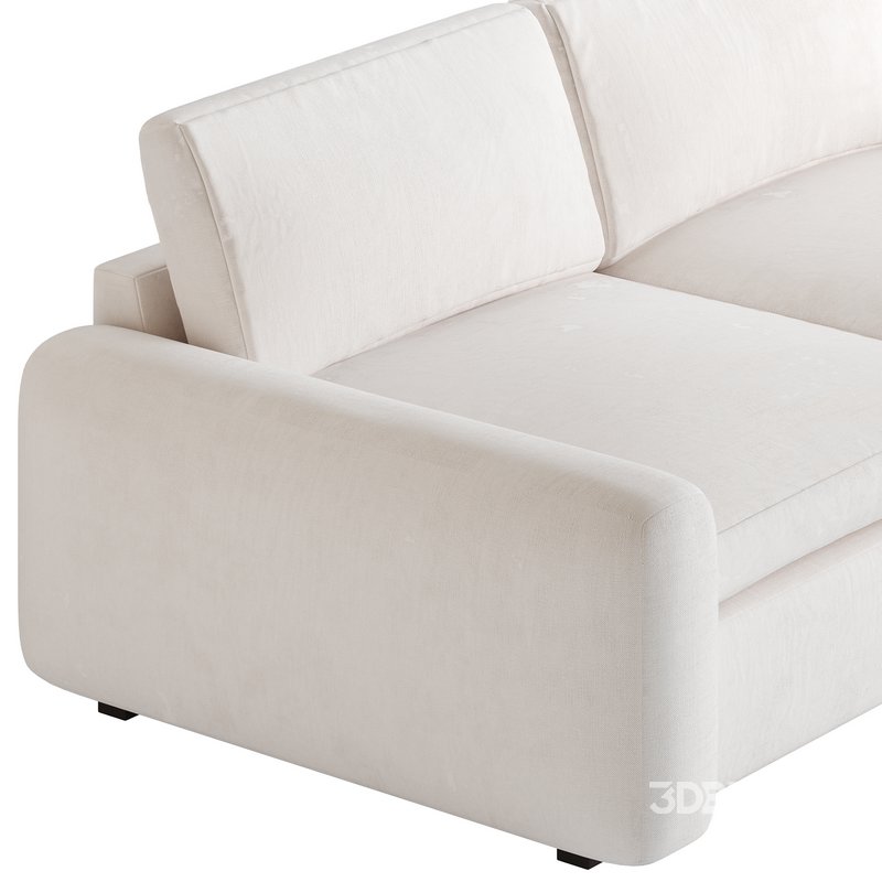 WHITE PERFORMANCE FABRIC APARTMENT SOFA Image 12