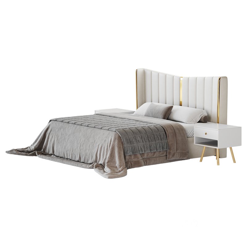 Modern Beige King Size Bed Image 9
