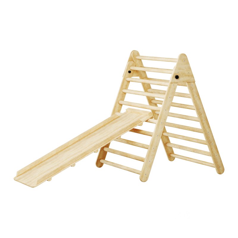 Childrens wooden pikler exercise machine with weight Varnish Image 11