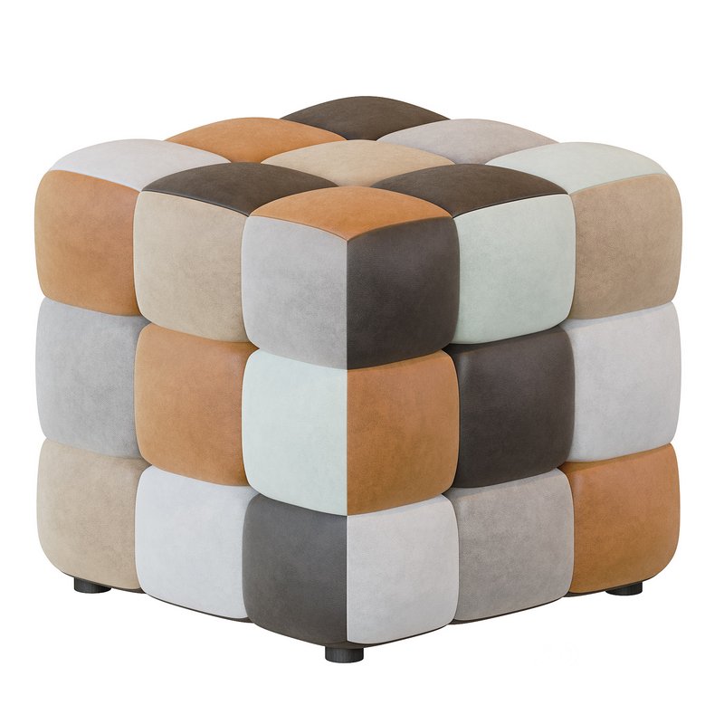 Pouf Trendy brown patchwork Image 1