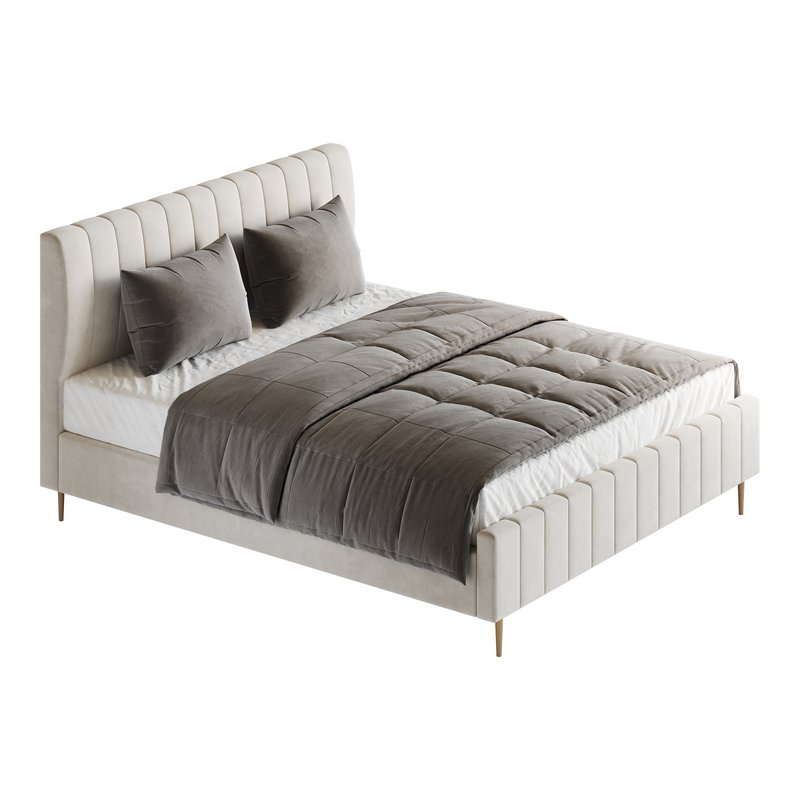 Wooden Non-Adjustable White Upholstered Modern Bed Image 11