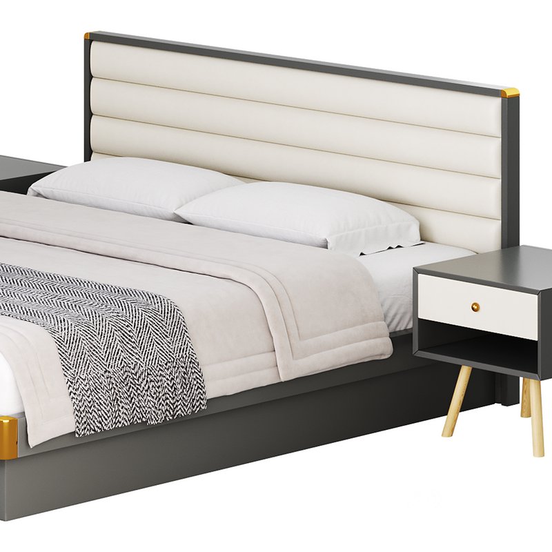 Grey Rectangular Headboard Standard Bed Image 13