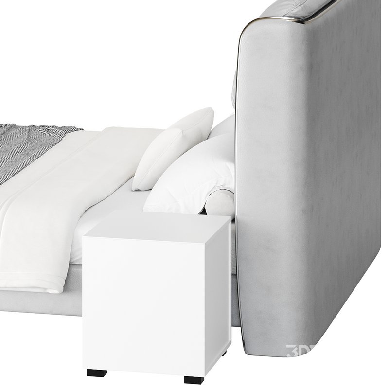 Elegant White Pine Wood Panel Bed Image 12