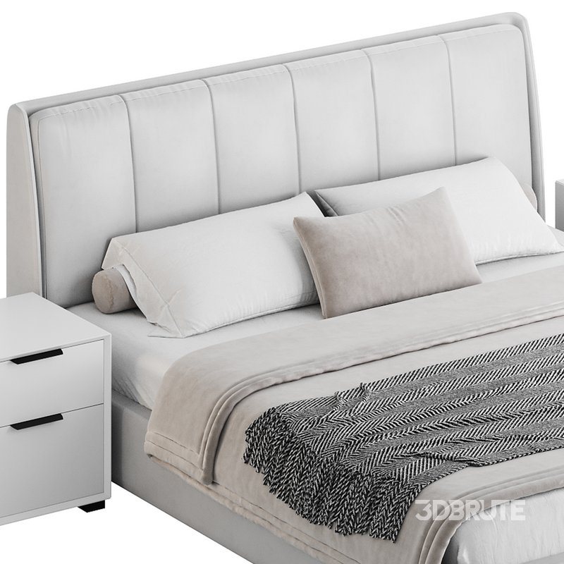 Gray Wingback Upholstered Headboard Bed Image 14