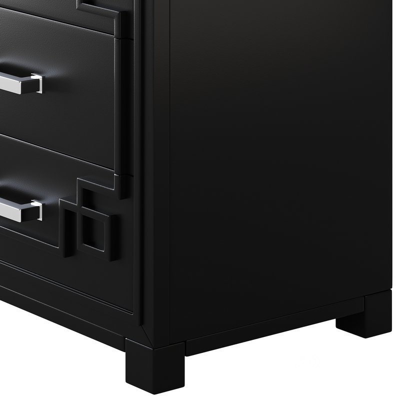 SAFAVIEH Raina Three Drawer Greek Key Night Stand Black Image 12