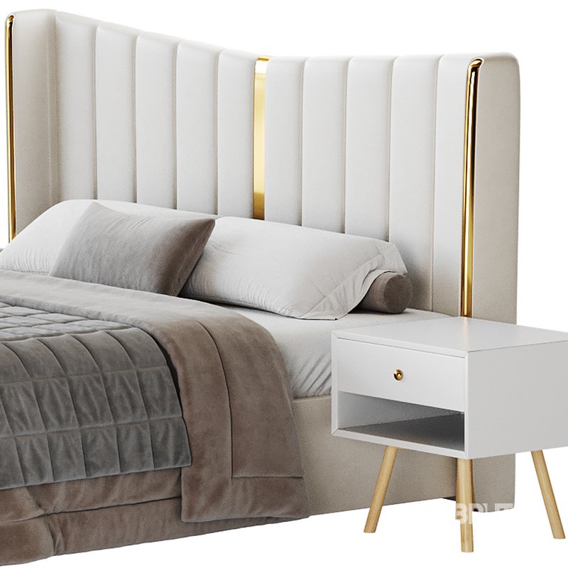 Modern Beige King Size Bed Image 12