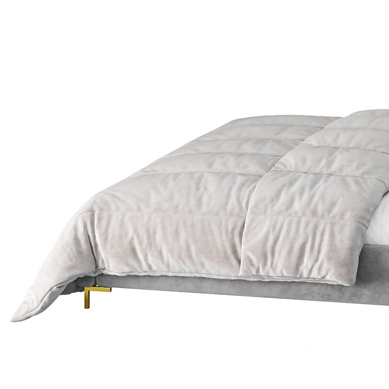 Elegant Blue Pine Wood Upholstered Panel Bed Image 12