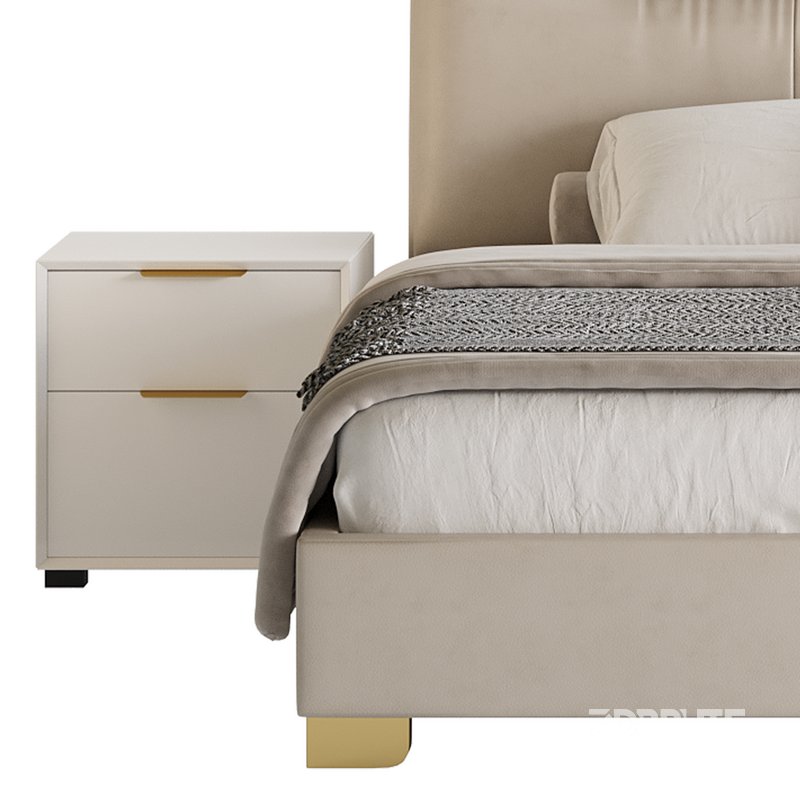 Elegant Beige Upholstered Modern Headboard Bed Image 12