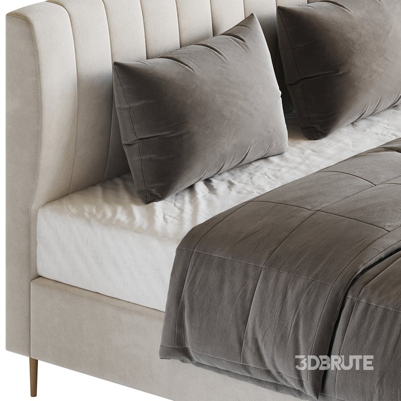 Wooden Non-Adjustable White Upholstered Modern Bed Image 13