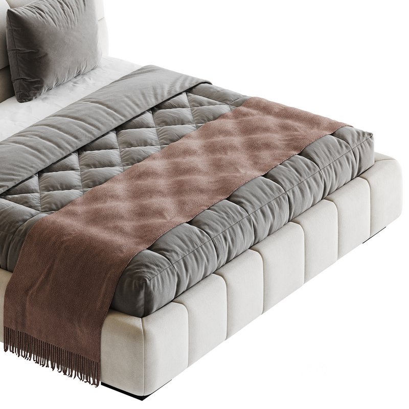 White Upholstered Wood Modern Headboard Bed Image 11