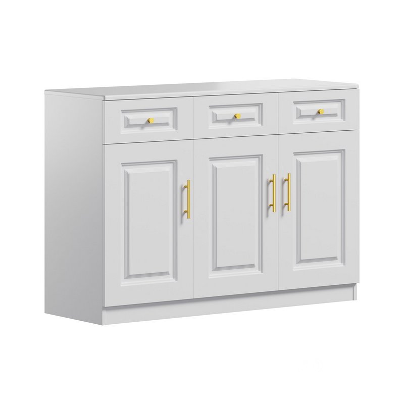 Sumptuous White Wood Sideboard Credenza with Drawers Image 1
