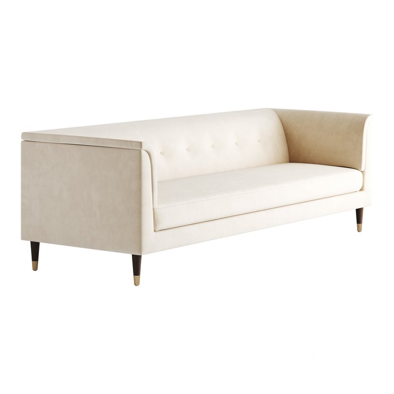TUFTED CREAM WHITE VELVET SOFA Image 12