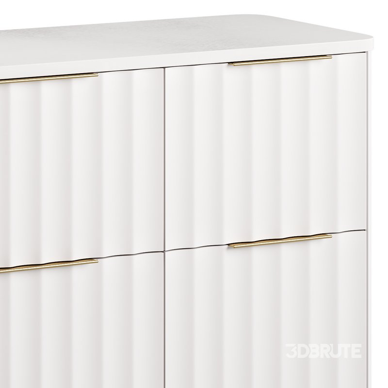 White Bedroom Dresser for Storage in Gold Image 11