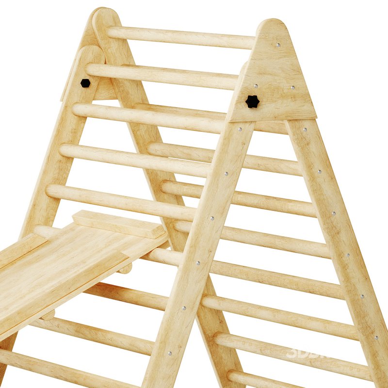 Childrens wooden pikler exercise machine with weight Varnish Image 12