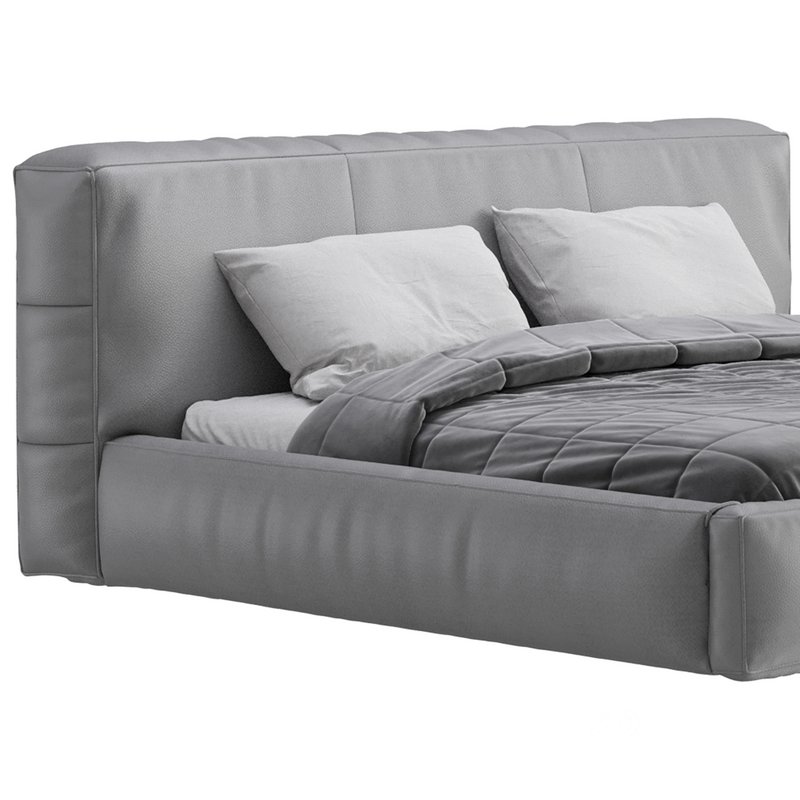 Icnoyotl suede fabric rectangular headboard modern bed I Image 12