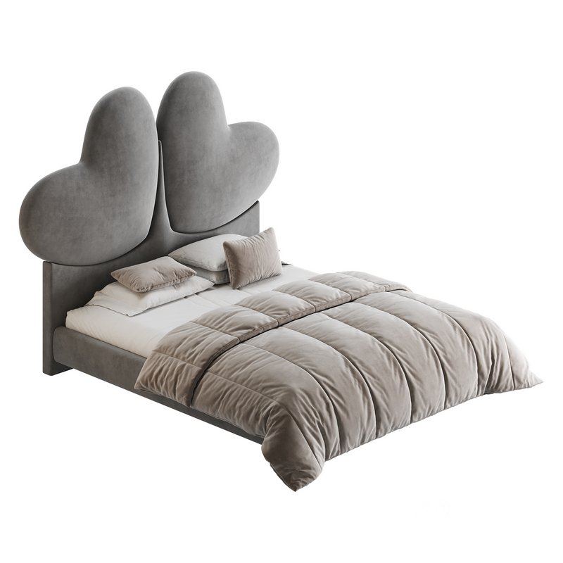 Elegant Blue Pine Wood Upholstered Panel Bed Image 13