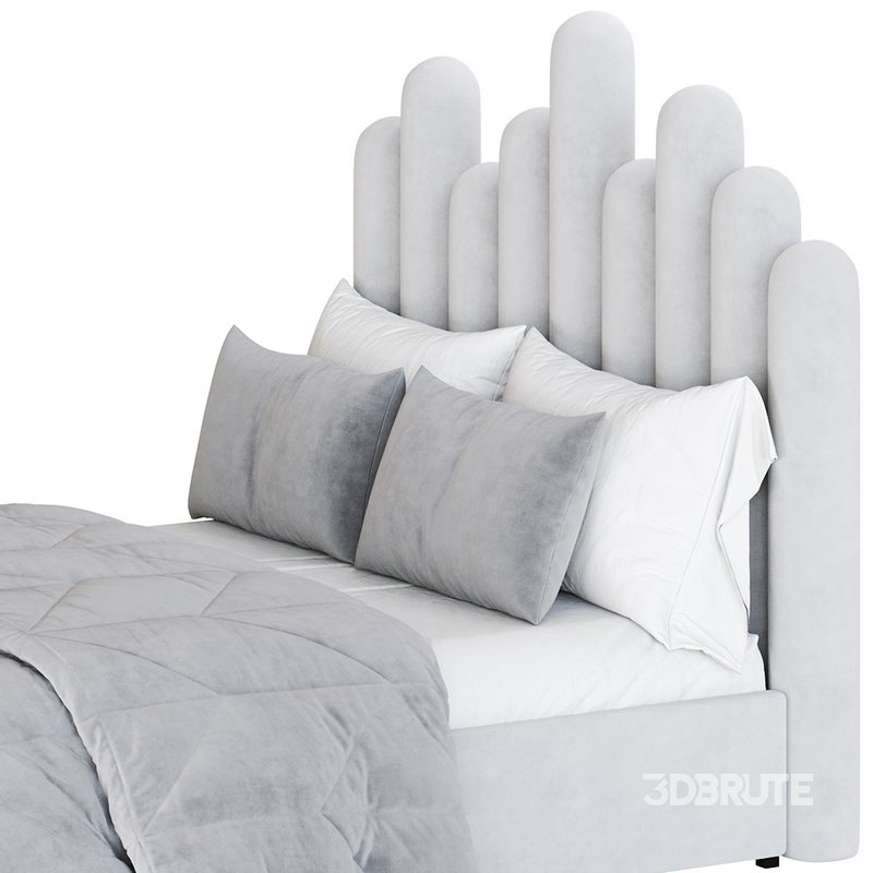 Light Wood Upholstered Panel Modern Bed Image 13