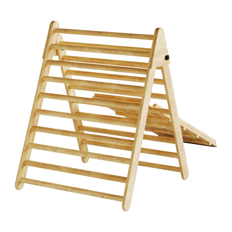 Childrens wooden pikler exercise machine with weight Varnish Image 13