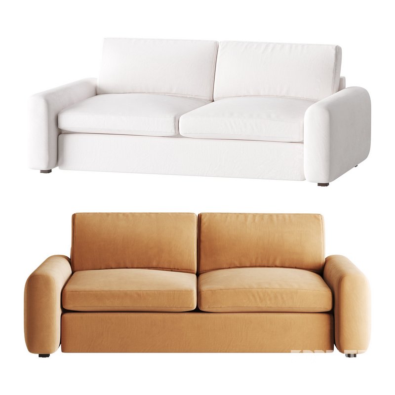 WHITE PERFORMANCE FABRIC APARTMENT SOFA Image 1