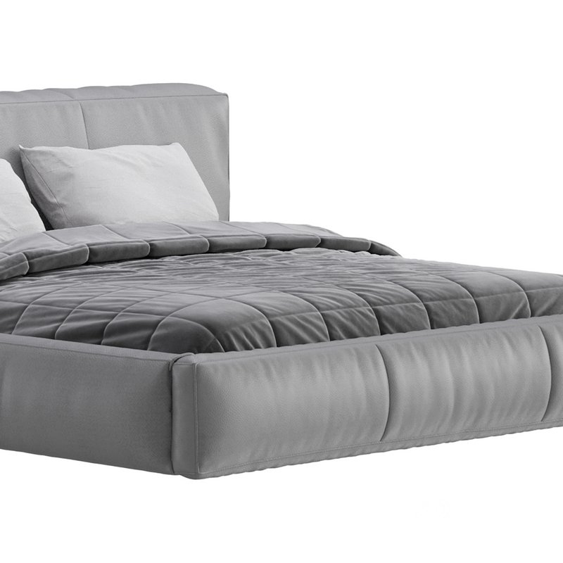 Icnoyotl suede fabric rectangular headboard modern bed I Image 13