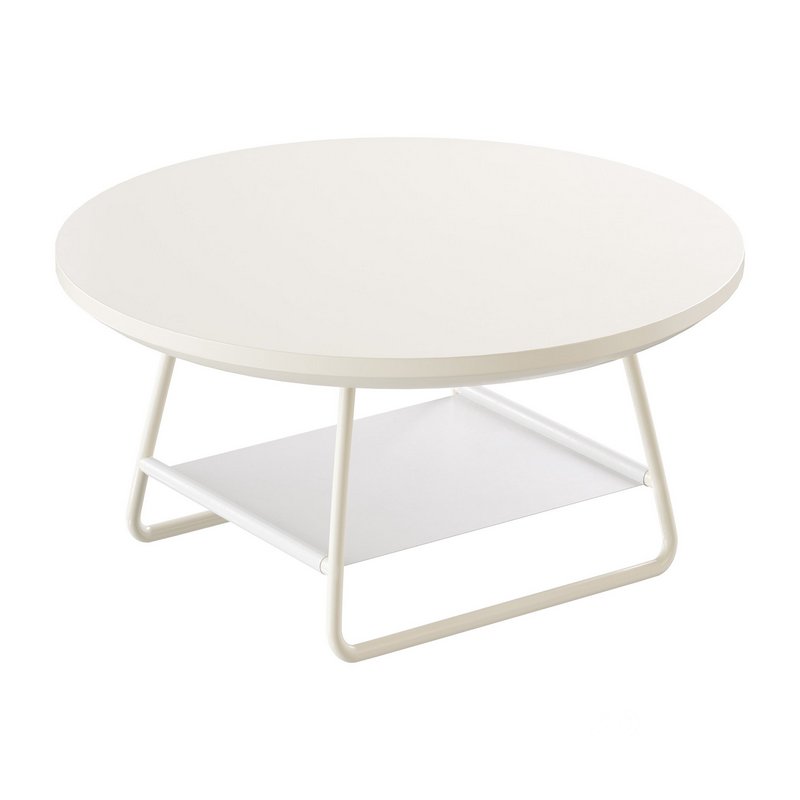 Modern Sled Round Wood Coffee Table Image 1