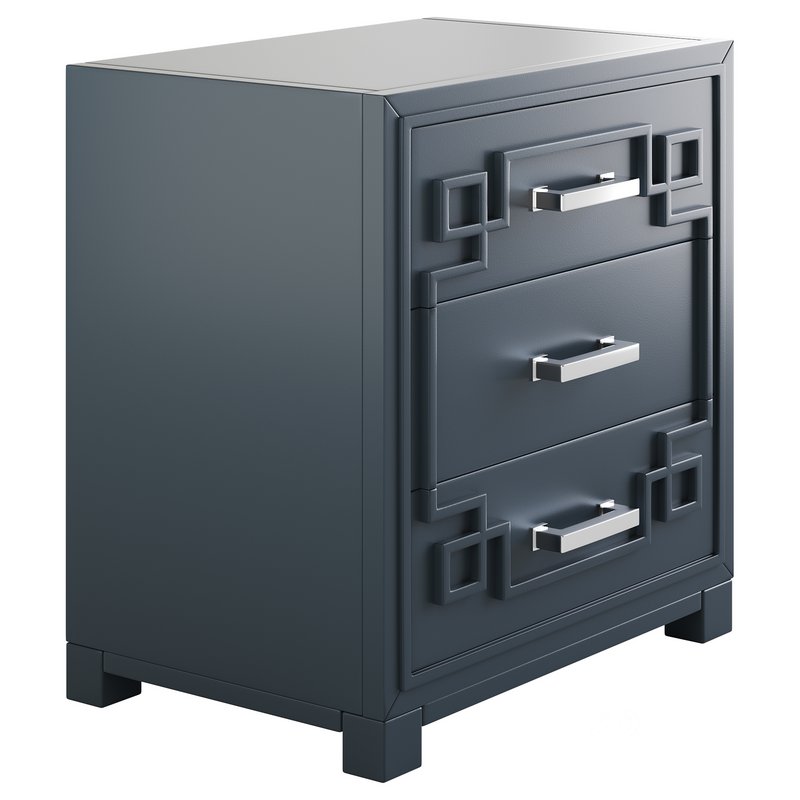 SAFAVIEH Raina Three Drawer Greek Key Night Stand Black Image 13