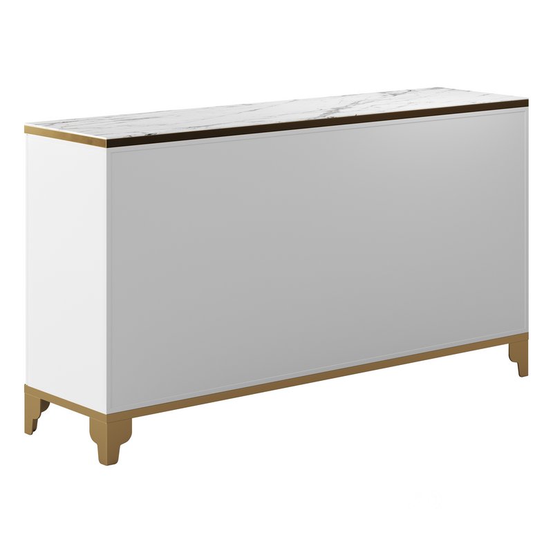 White Sideboard with Tempered Glass Image 14