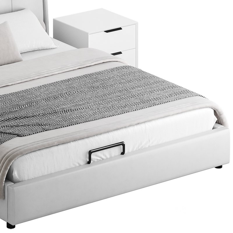 Gray Wingback Upholstered Headboard Bed Image 13