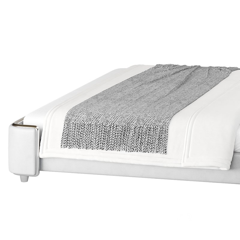 Elegant White Pine Wood Panel Bed Image 13