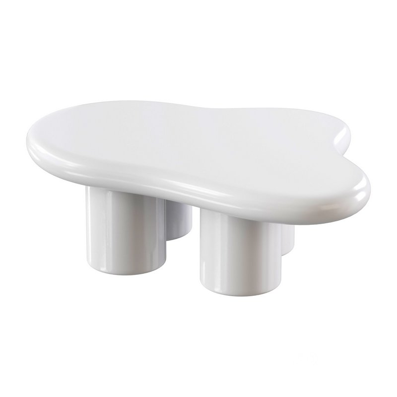 Modern Smooth Wood Abstract Coffee Table Image 1