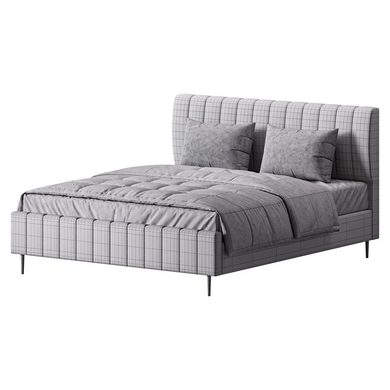 Wooden Non-Adjustable White Upholstered Modern Bed Image 14