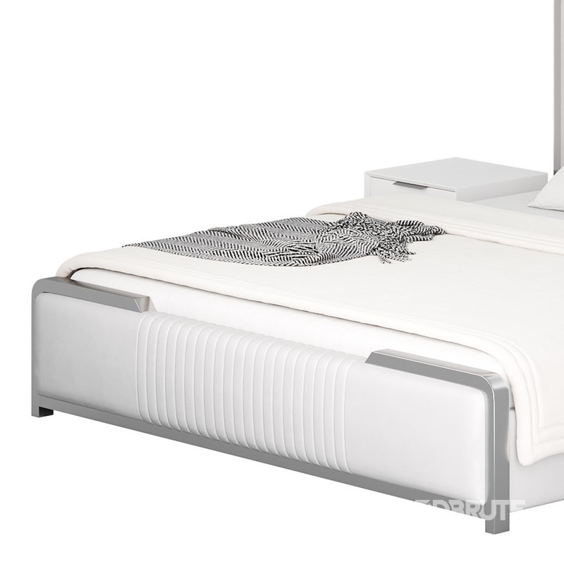 Glamorous White Wood Upholstered Bed I Image 12