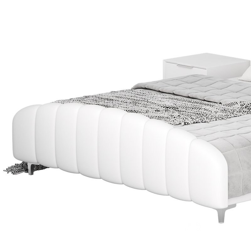 Glamorous Beige Upholstered Wingback Bed Image 13