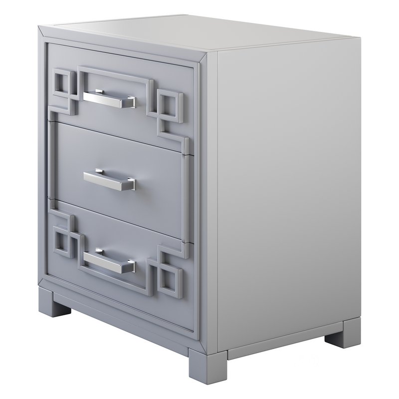 SAFAVIEH Raina Three Drawer Greek Key Night Stand Black Image 14