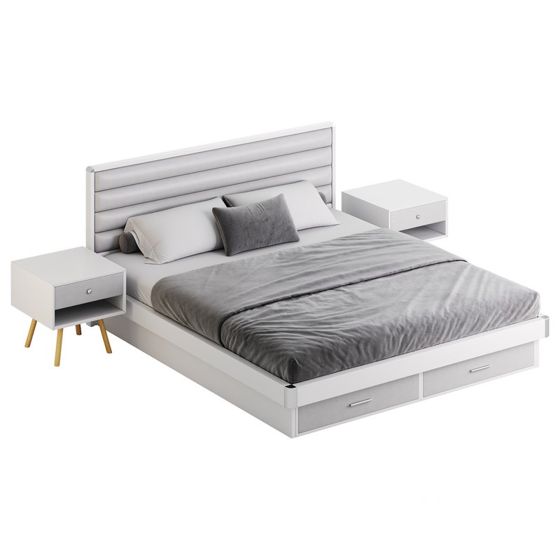 Grey Rectangular Headboard Standard Bed Image 12