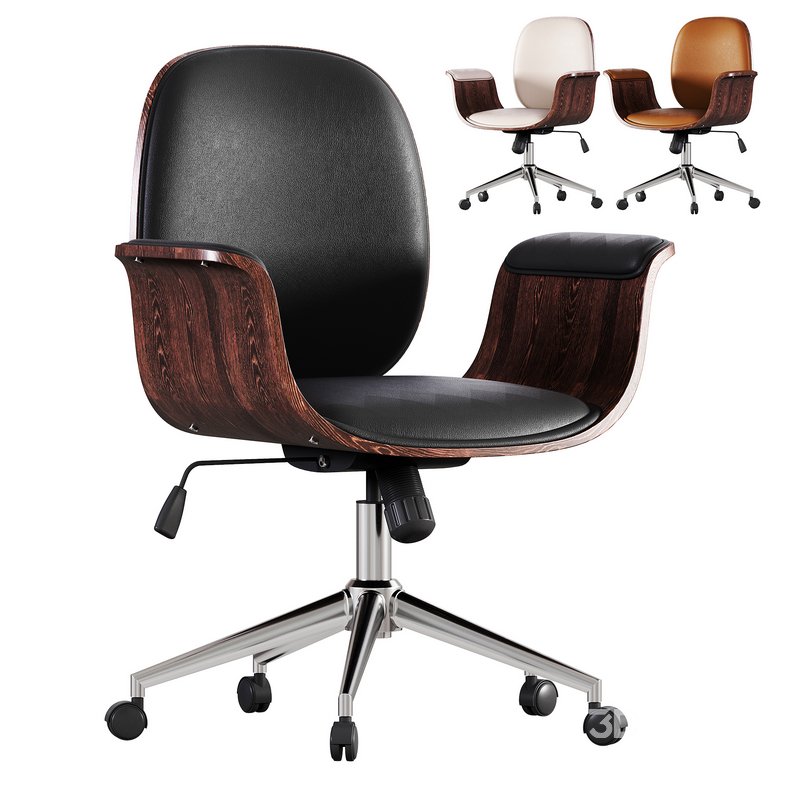 Office Chair White Bent Wood and Faux Leather vidaXL Image 1