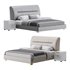 Elegant Beige Upholstered Modern Headboard Bed - Thumbnail 1
