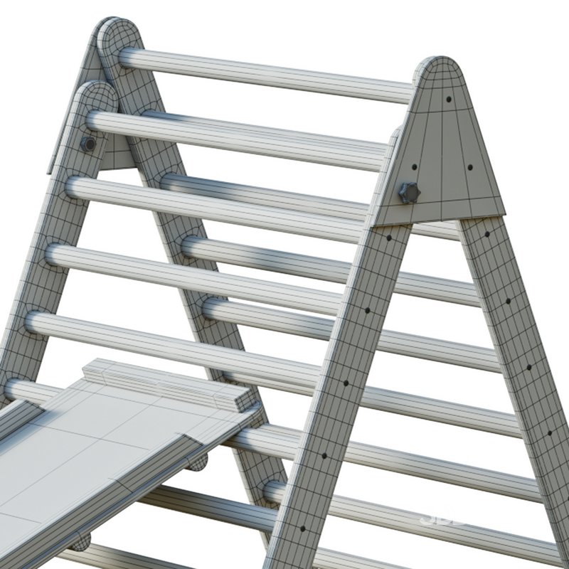 Childrens wooden pikler exercise machine with weight Varnish Image 15