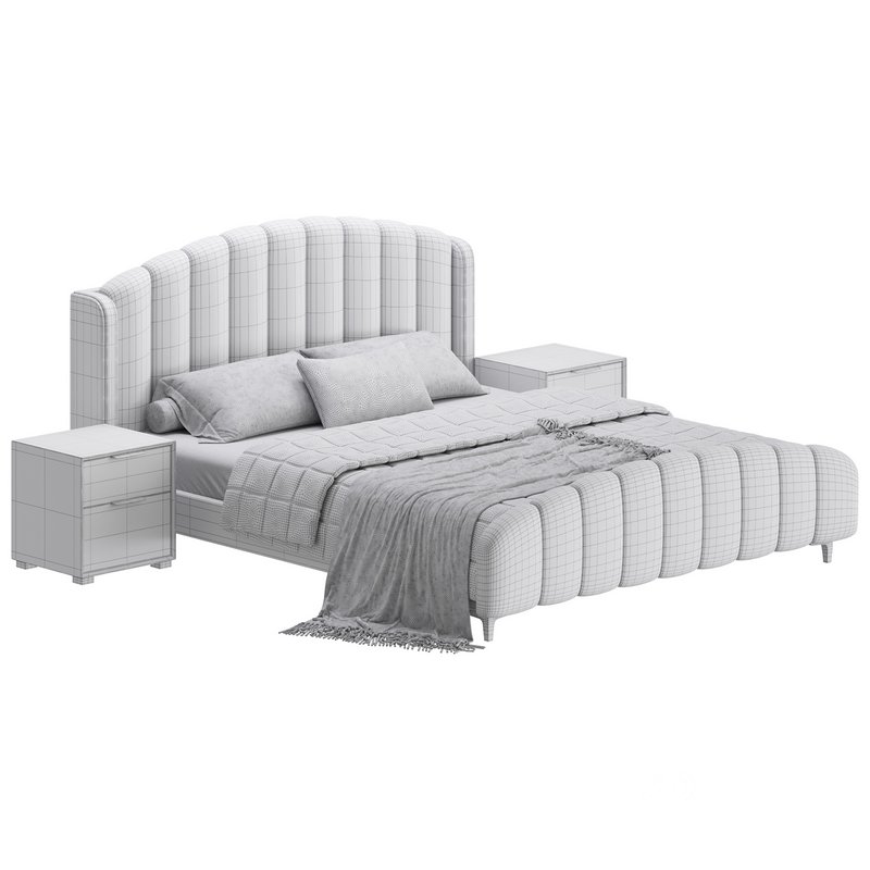 Glamorous Beige Upholstered Wingback Bed Image 15