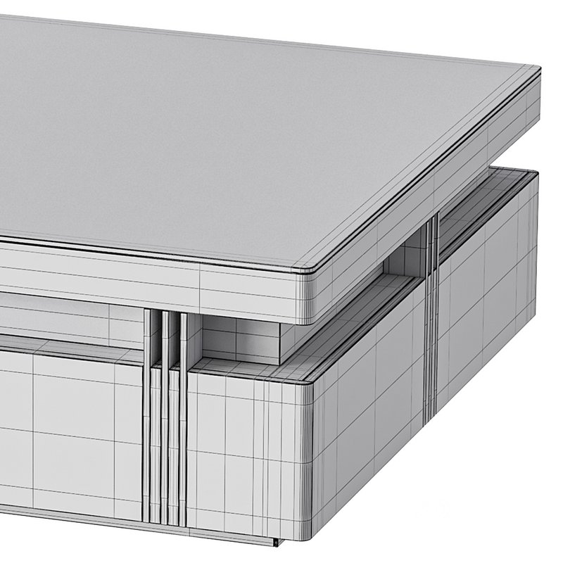 Trimied 43 Modern Black Square Storage Coffee Table Stone Top & 4 Wood Drawers Image 15