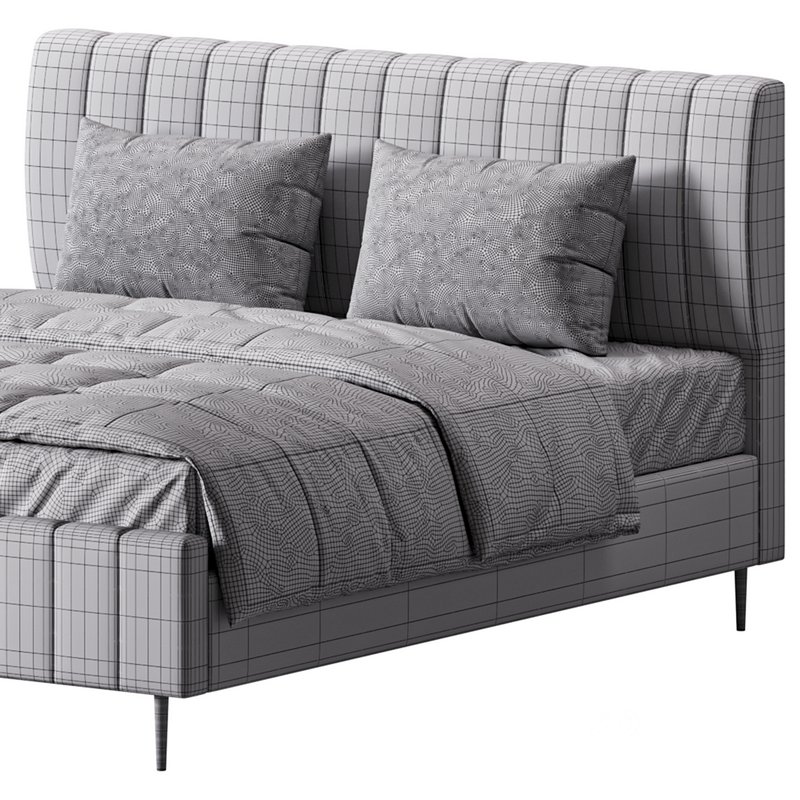 Wooden Non-Adjustable White Upholstered Modern Bed Image 15