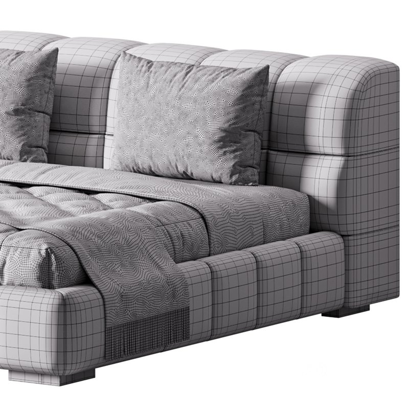 White Upholstered Wood Modern Headboard Bed Image 14